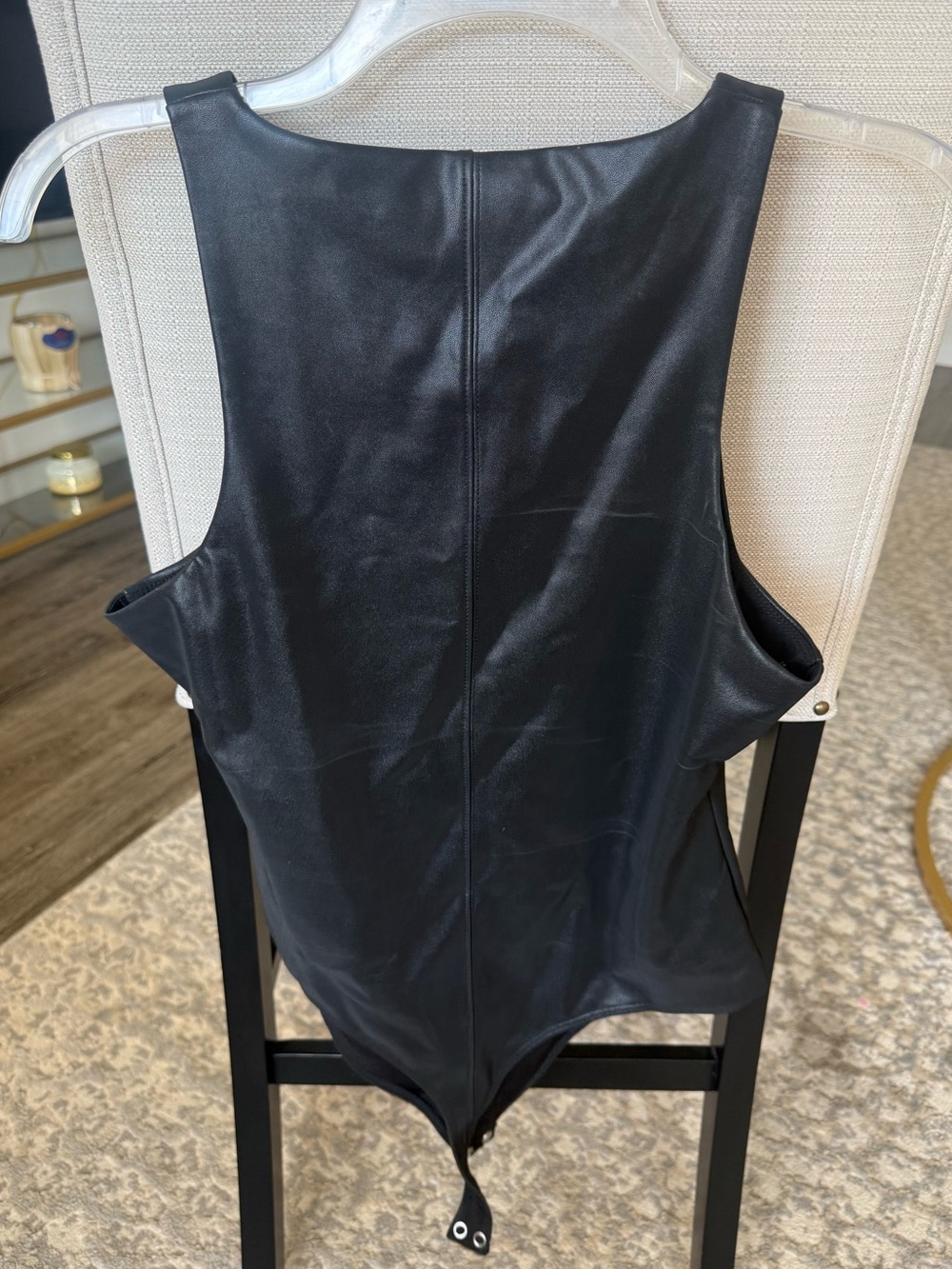 Good American Black Faux Leather Tank Bodysuit, Size 3 / Large - Picture 6 of 8
